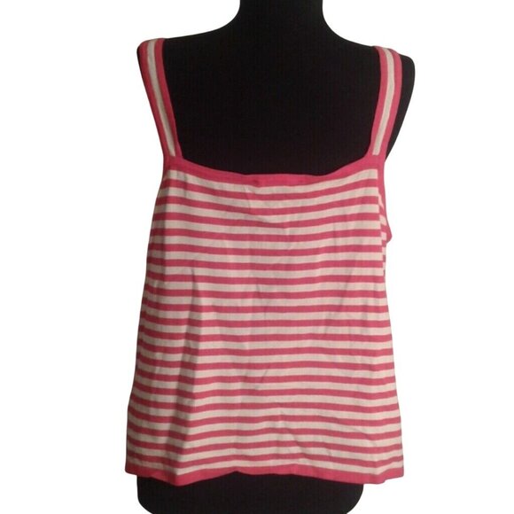 Norton McNaughton XL Tank Top Pink White Chevron Striped Sleeveless Knit NEW - Picture 4 of 7